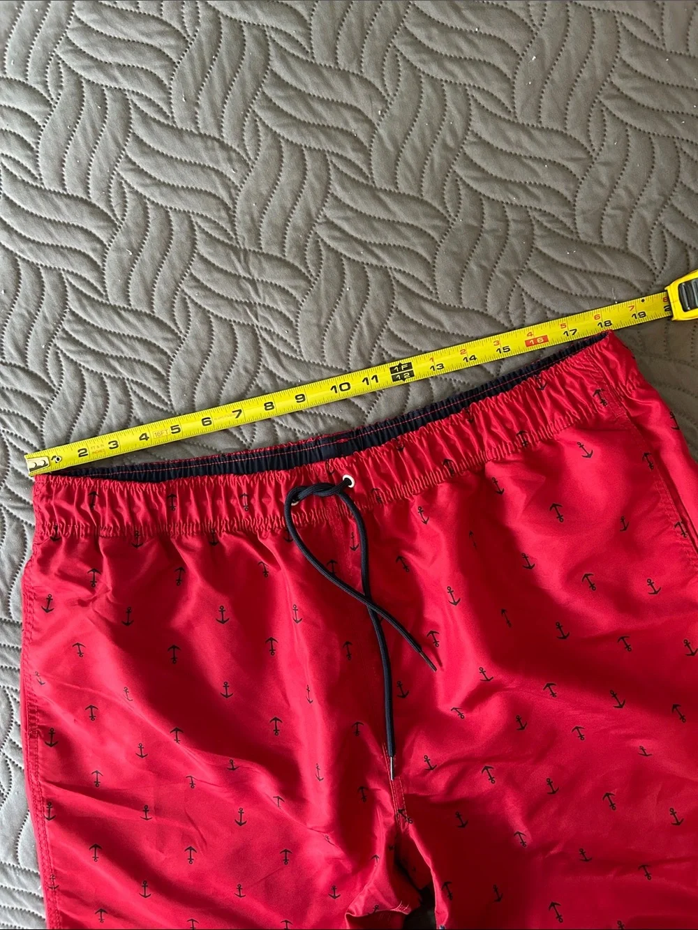 EUC - 🛥️ Nautica Red Swim Trunks with Navy Anchor Print
